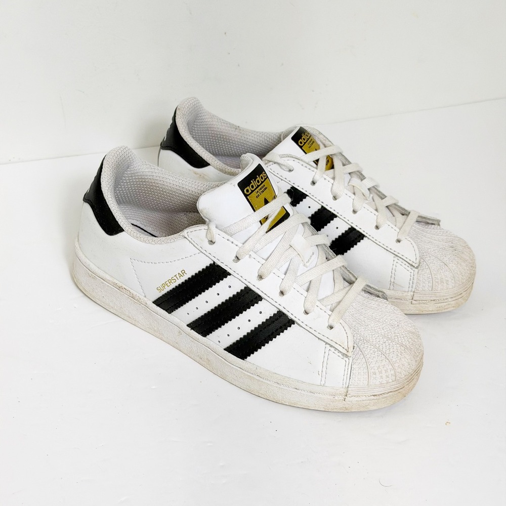 Adidas Superstar Shoes Boys Size 1 White Black Classic Shell Toe Sneakers